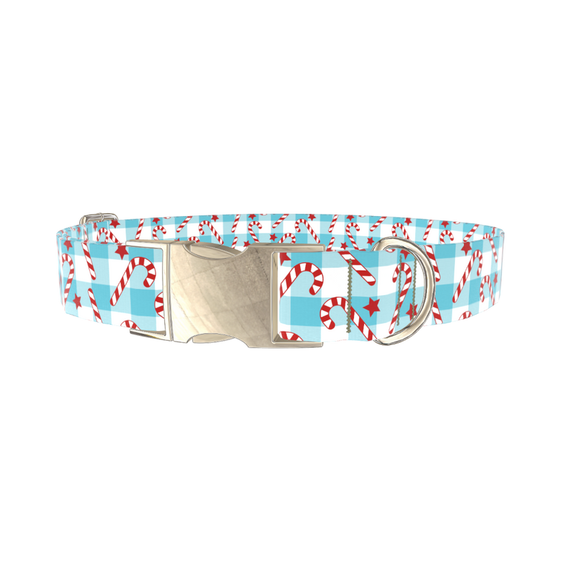 Candy Cane Star Dog Collar - metal silver
