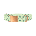Light Green Heart Dog Collar - metal rose gold