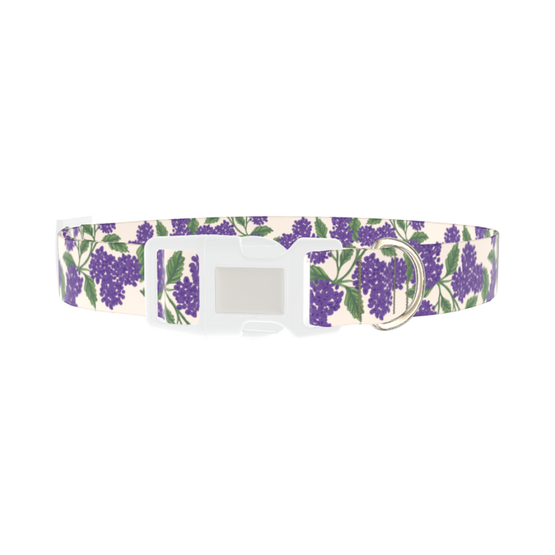 Purple Hydrangea Dog Collar - plastic silver