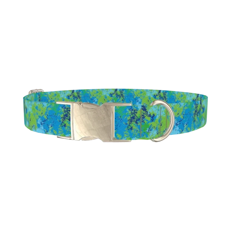 Abstract Camouflage Dog Collar - metal silver
