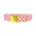 Pastel Pink Heart Dog Collar - metal gold