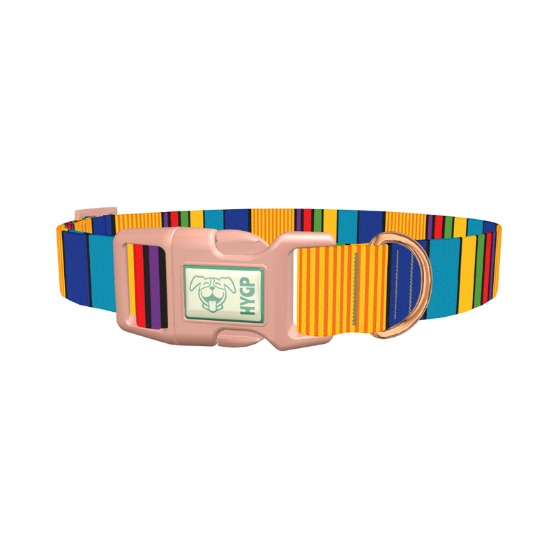 Vibrant Stripe Dog Collar - plastic rose gold
