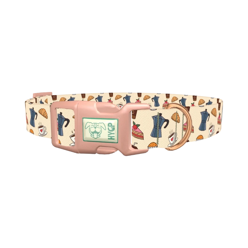 Coffee and Pastry Dog Collar - plastic rose gold