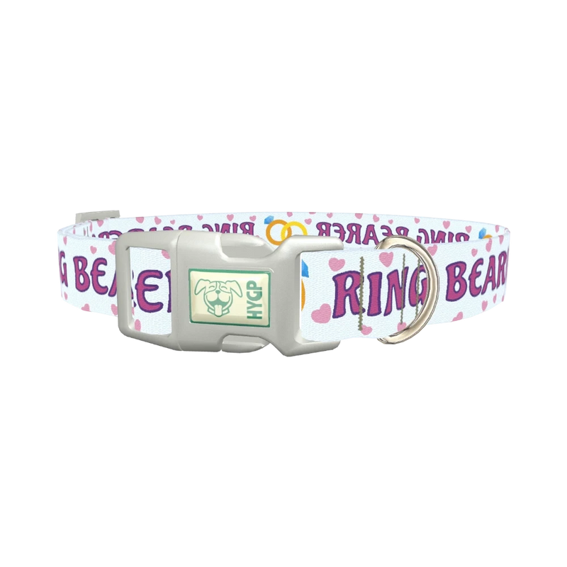 Wedding Ring Heart Dog Collar - plastic silver