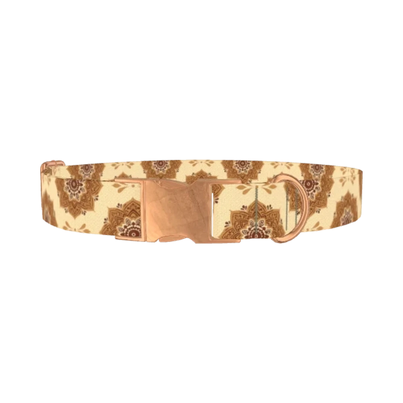 Mandala Pattern Dog Collar - metal rose gold