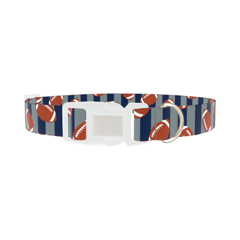 Football Stripes Dog Collar - plastic silver