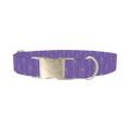 Purple Bow Pattern Dog Collar - metal silver