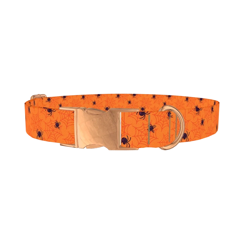 Halloween Spider Dog Collar - metal rose gold