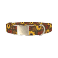 Autumn Floral Dog Collar - metal silver