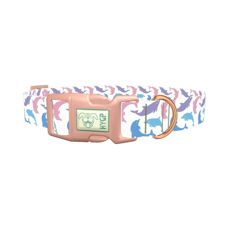 Pastel Dolphin Dog Collar - plastic rose gold