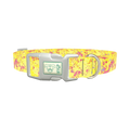 Yellow Abstract Splatter Dog Collar - plastic silver