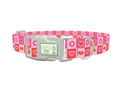 Valentine Hearts and Lips Dog Collar
