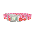 Valentine Hearts and Lips Dog Collar - plastic silver