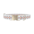 Colorful Cross Stitch Dog Collar - metal silver