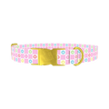 Floral Check Dog Collar - metal gold