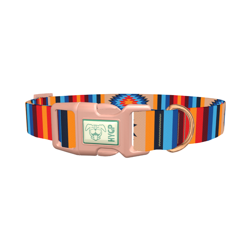 Aztec Geometric Dog Collar - plastic rose gold