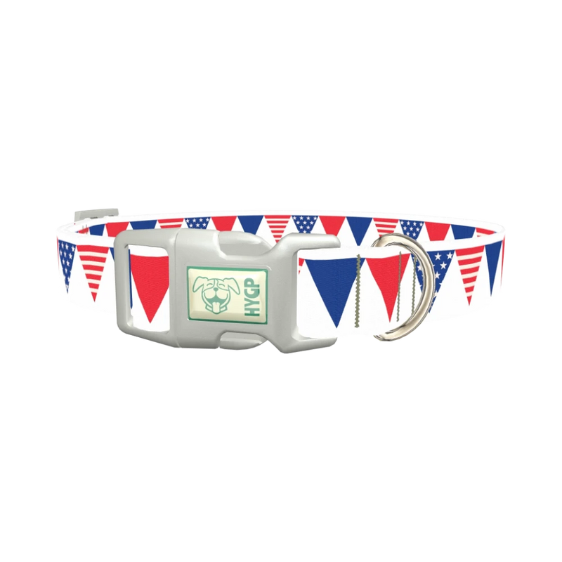 Patriotic Stars and Stripes Dog Collar - plastic silver