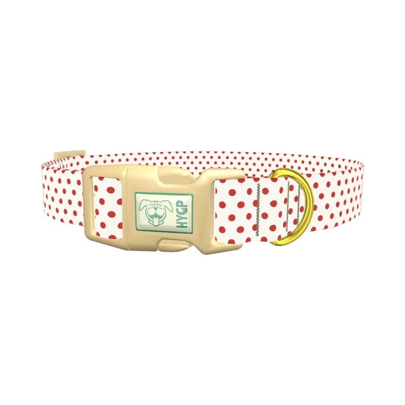 Red Dot Pattern Dog Collar - plastic gold