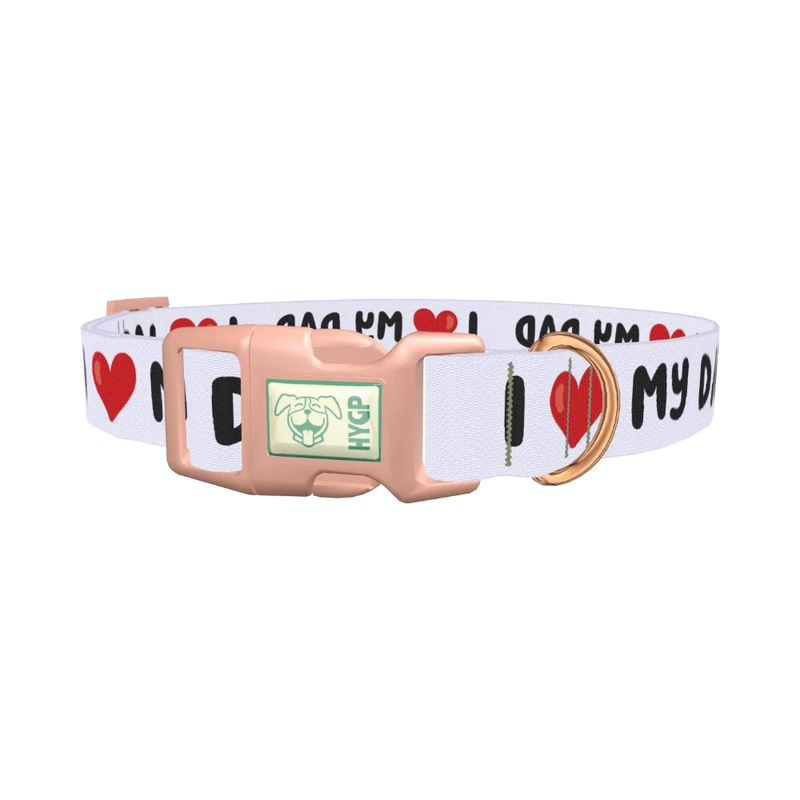 I Love My Dad Dog Collar - plastic rose gold