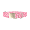 Pink Easter Egg Dog Collar - metal silver
