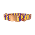 Purple Stripe Football Dog Collar - metal rose gold