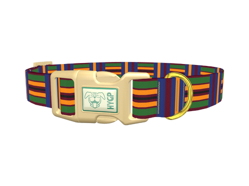 Azure Brown Green Stripe Dog Collar
