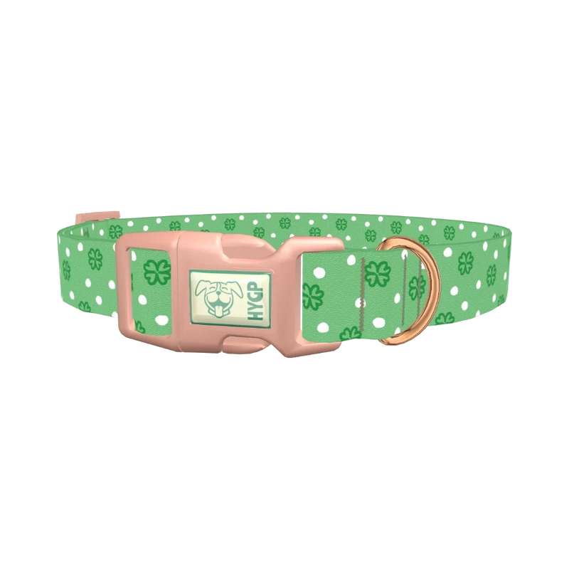 Polka Dot Clover Dog Collar - plastic rose gold