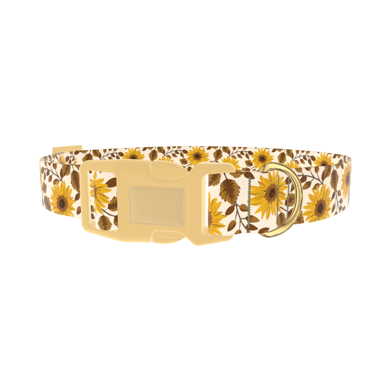 Sunflower Leaf Dog Collar - plastic gold