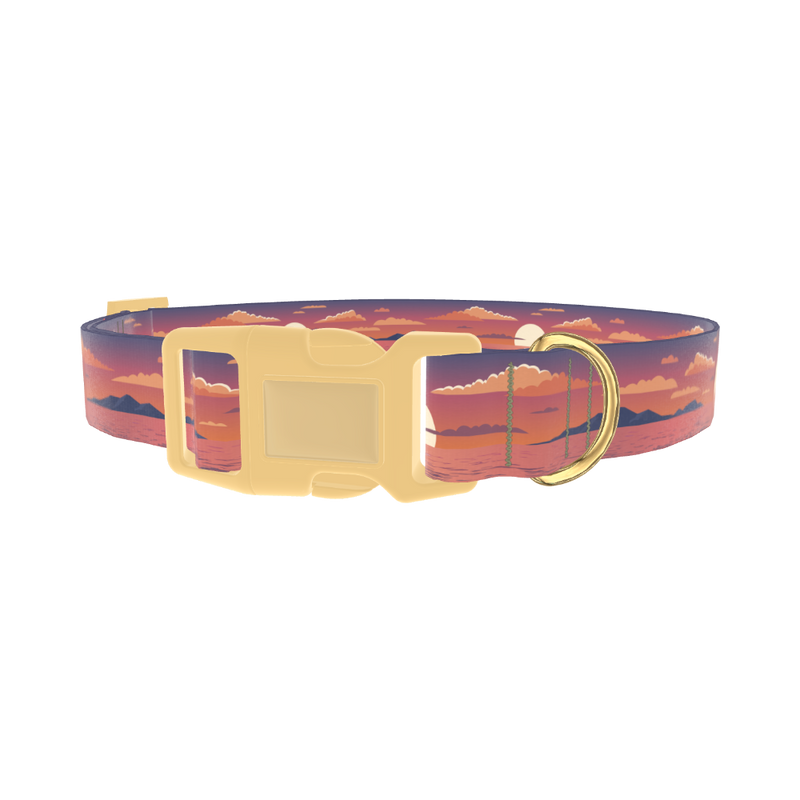 Sunset Ocean Dog Collar - plastic gold