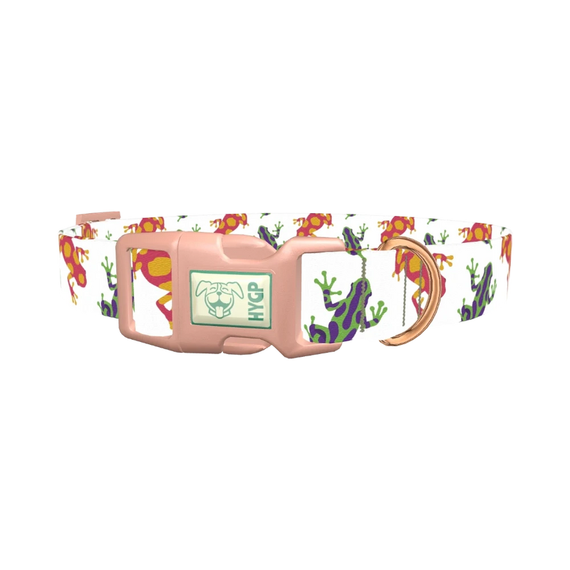 Colorful Frog Pattern Dog Collar - plastic rose gold