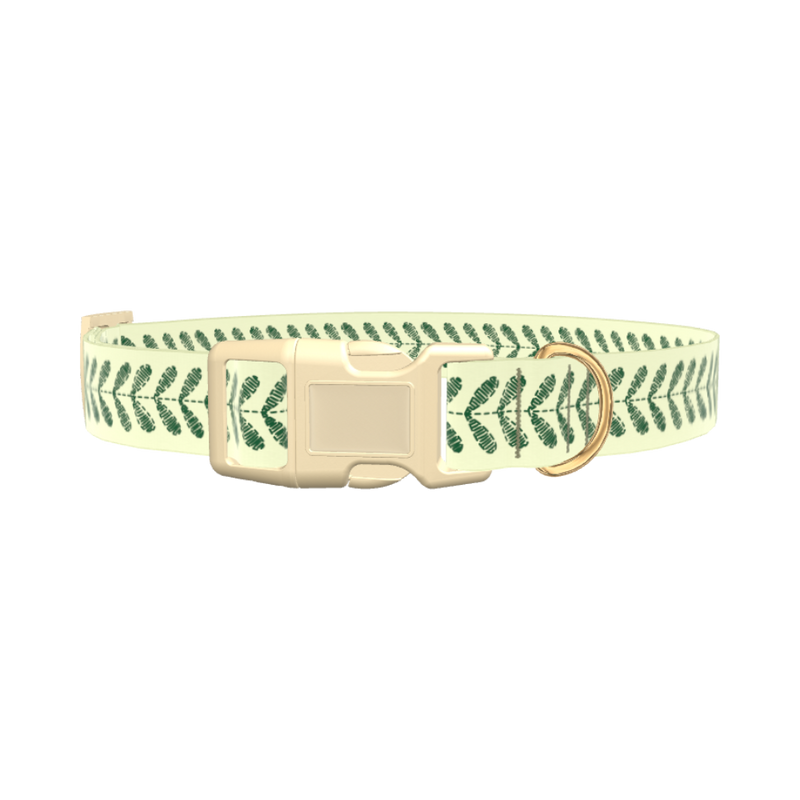 Geometric Leaf Dog Collar - plastic silver