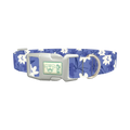 Blue Floral Pattern Dog Collar - plastic silver