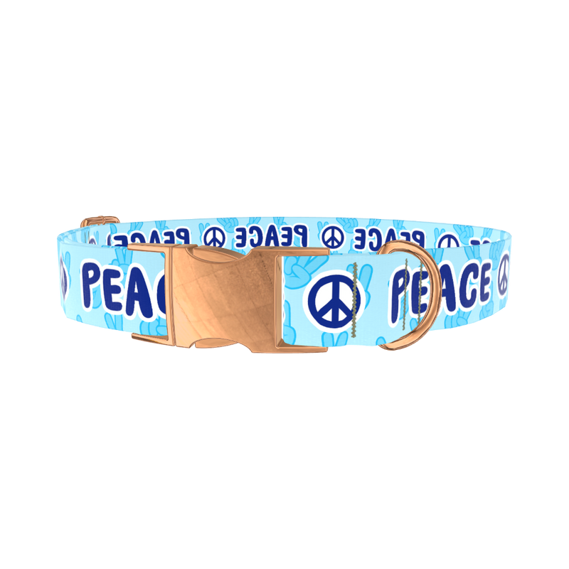 Peace Symbol Dog Collar - metal silver