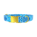 Blue Tie-Dye Swirl Dog Collar - metal rose gold