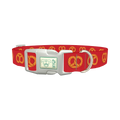 Red Pretzel Dog Collar - plastic silver