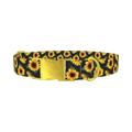 Sunflower Pattern Black Dog Collar - metal gold