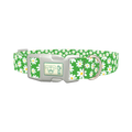 Green Daisy Meadow Dog Collar - plastic silver