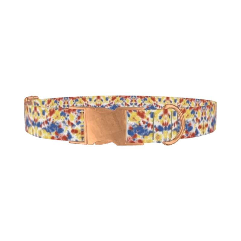 Tie Dye Dog Collar - metal rose gold