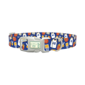 Blue Basketball Jersey Dog Collar - plastic silver