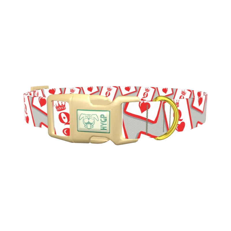 Queen of Hearts Dog Collar - plastic gold
