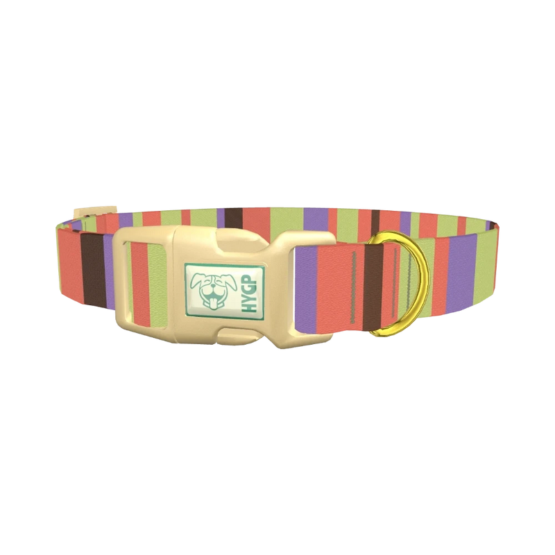 Green Striped Dog Collar - plastic gold