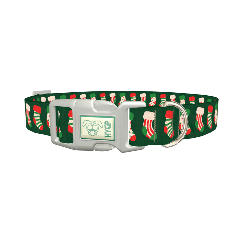 Festive Stocking Dog Collar - plastic silver