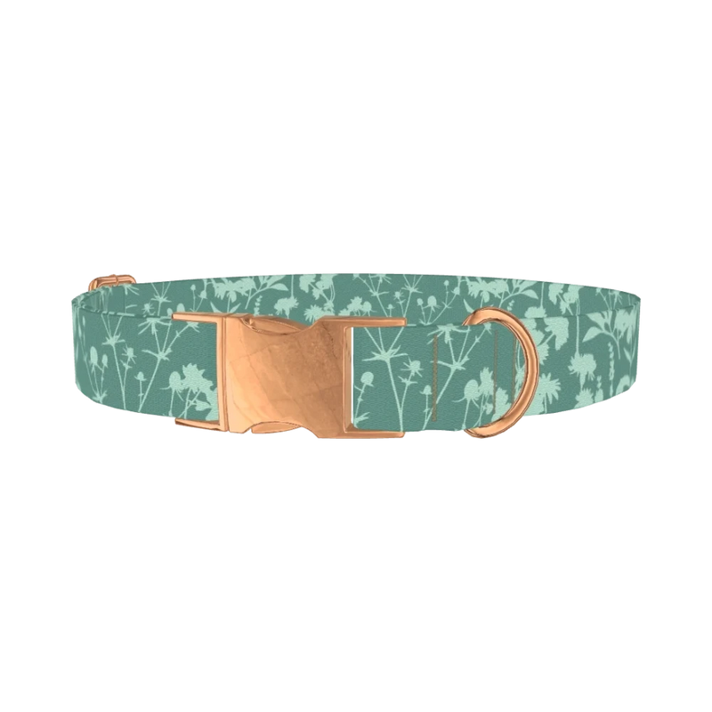 Botanical Silhouette Dog Collar - metal rose gold