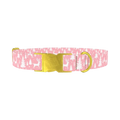 Pink Reindeer Forest Dog Collar - metal gold