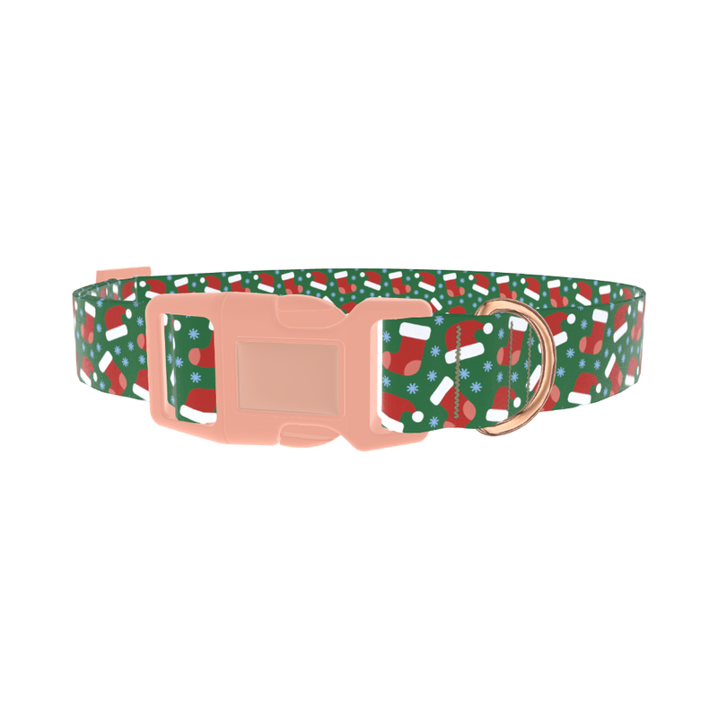 Festive Santa Hat Dog Collar - plastic rose gold