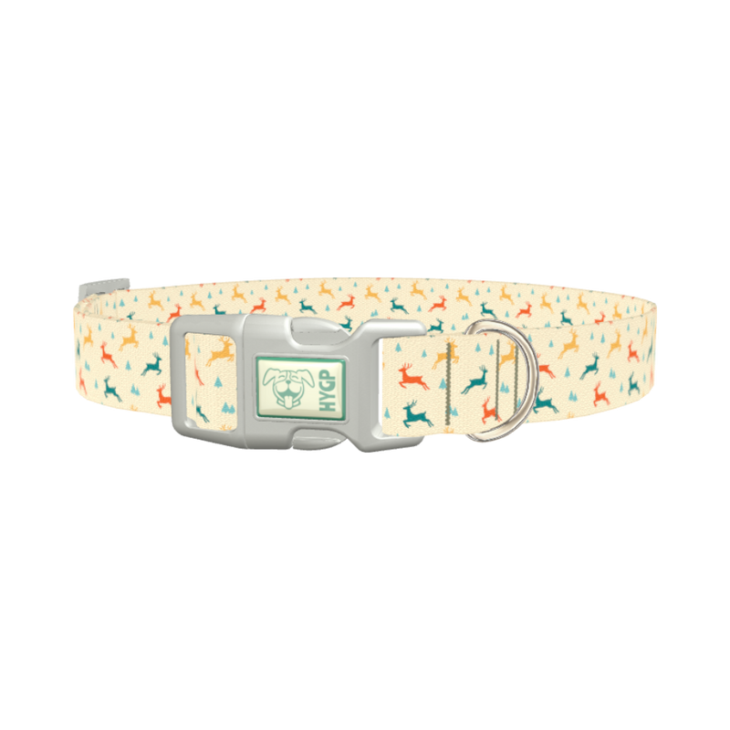 Colorful Reindeer Dog Collar - plastic silver