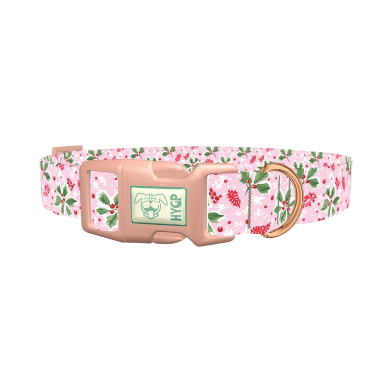 Christmas Berries Dog Collar - plastic rose gold