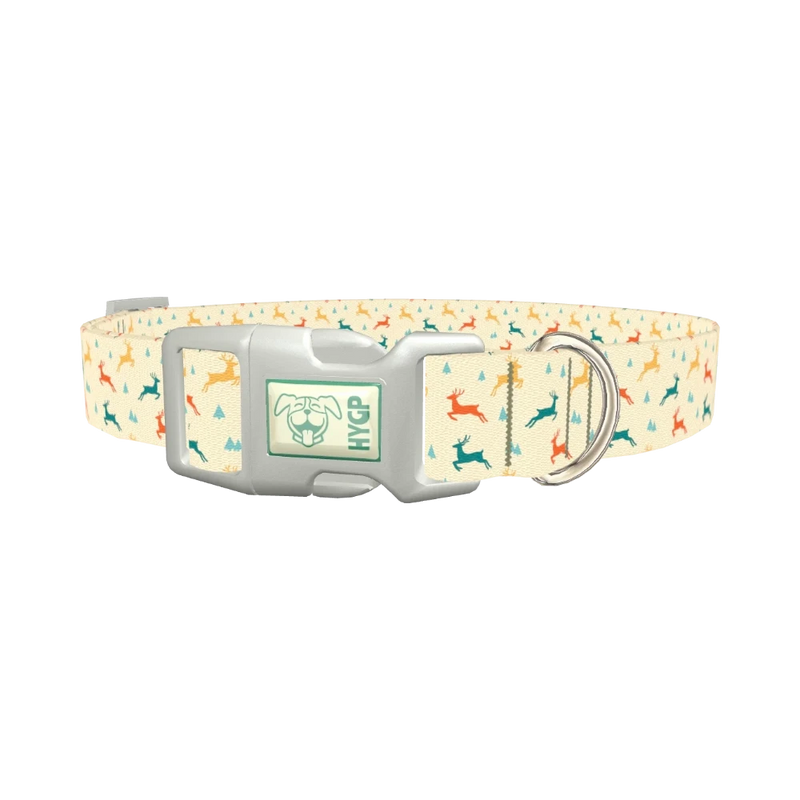Colorful Reindeer Dog Collar - plastic silver