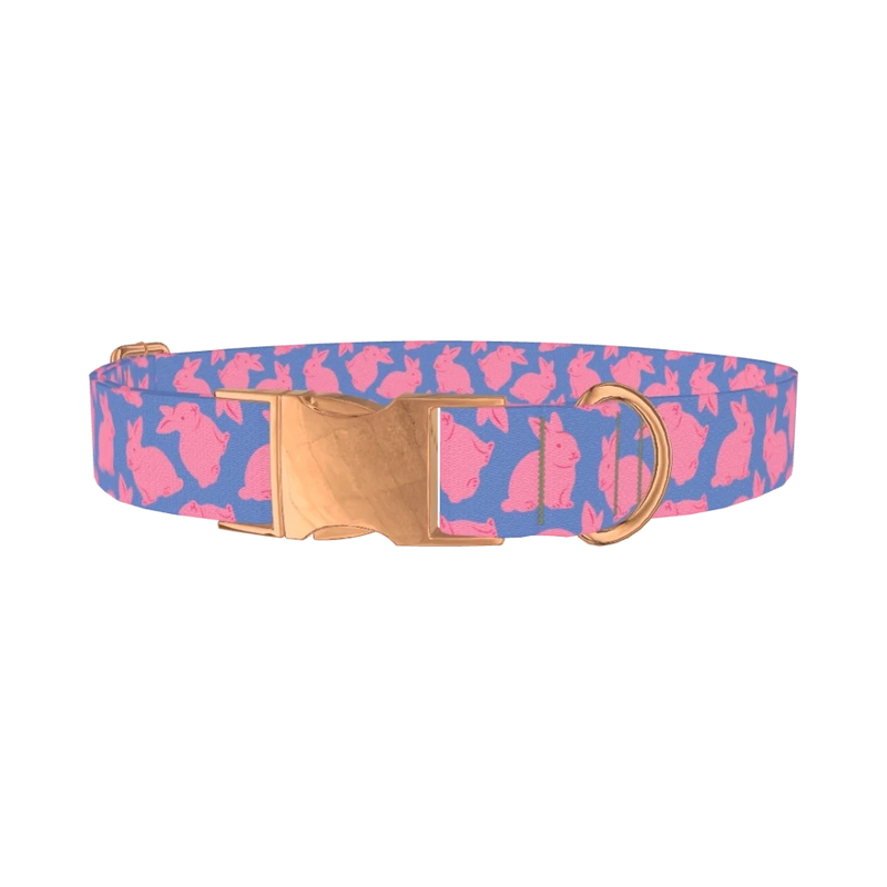 Pink Bunny Dog Collar - metal rose gold