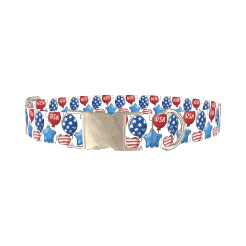 Patriotic Balloon Dog Collar - metal silver